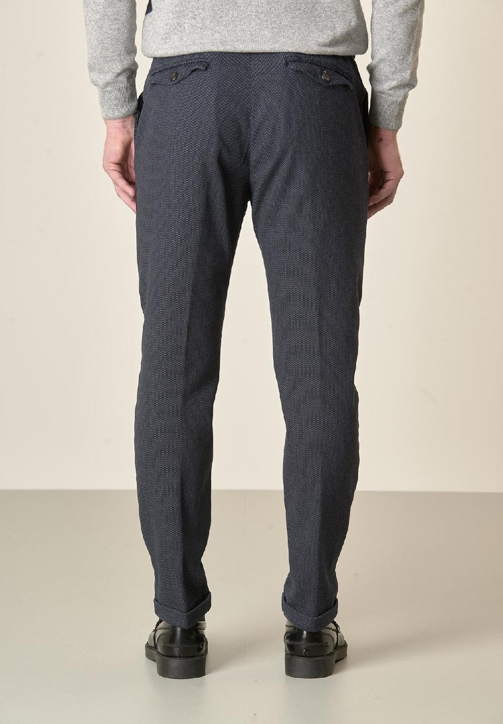 Angelico Pantalone blu microdisegno doppia pinces slim fit Bestseller
