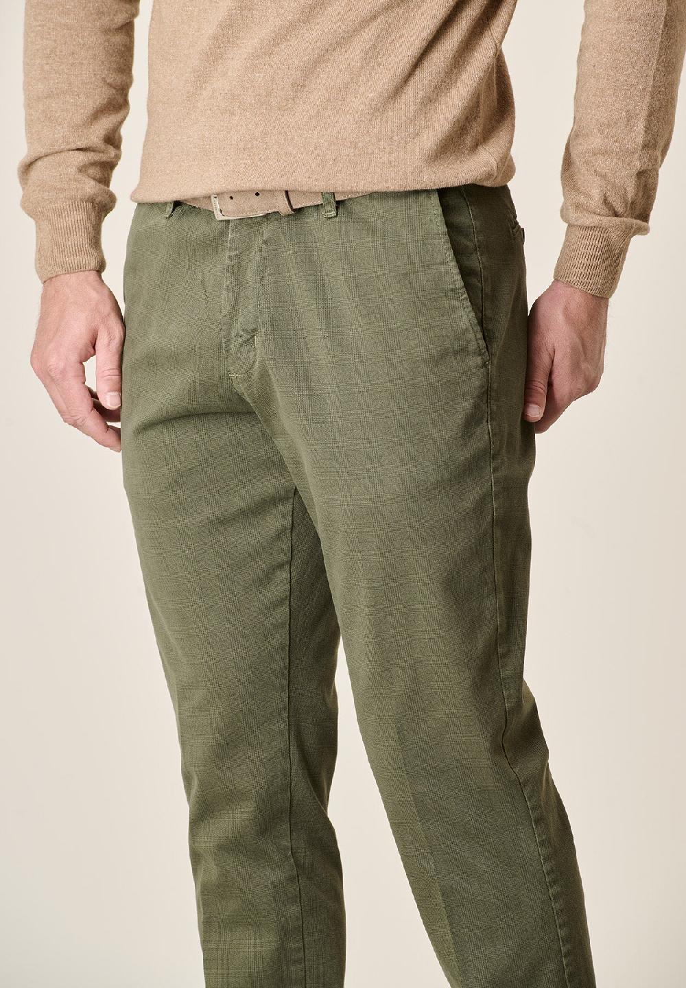 Angelico Pantalone verde militare Galles cotone stretch regular fit Offerte stagionali