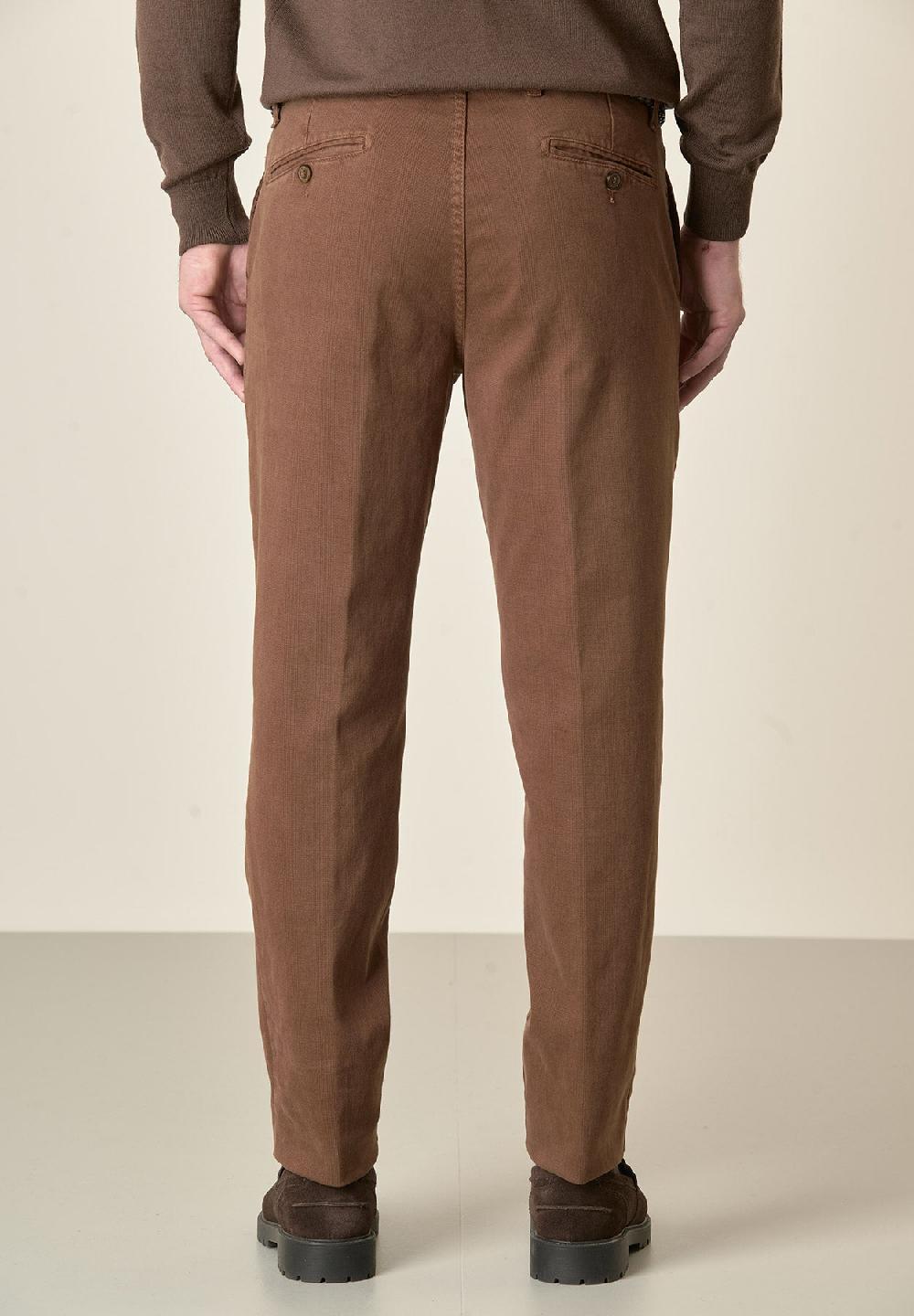 Angelico Pantalone marrone Galles cotone stretch regular fit Liquidazione