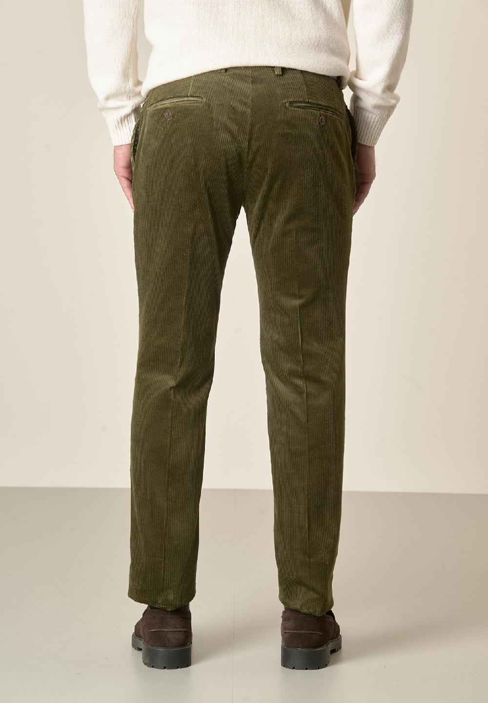 Angelico Pantalone verde velluto coste larghe custom fit Offerte giornaliere