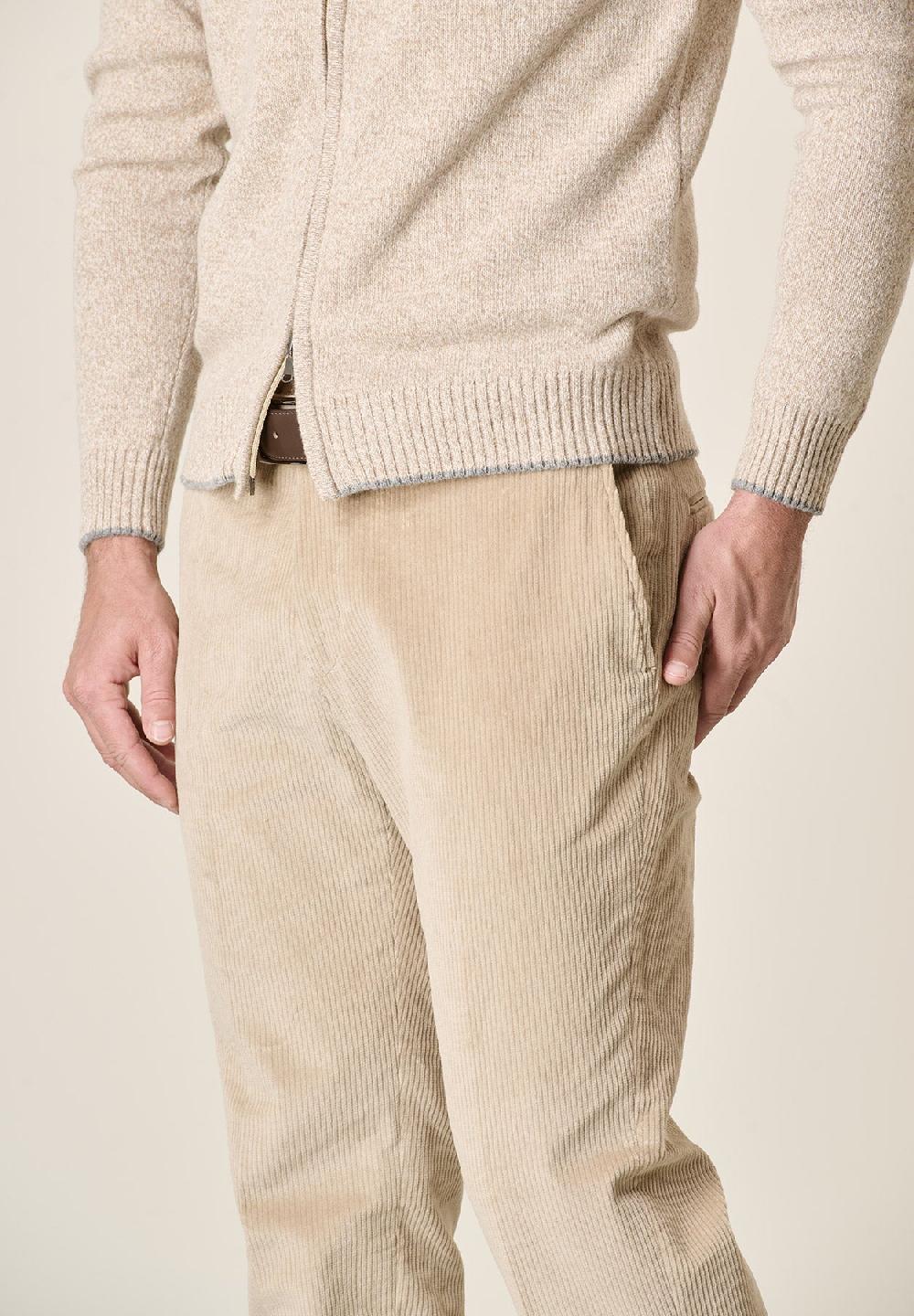 Angelico Pantalone beige velluto coste larghe custom fit Enormi risparmi