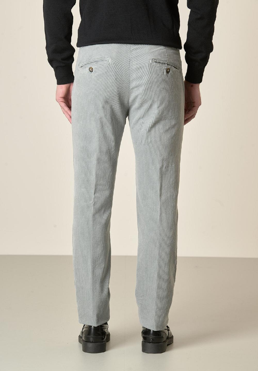 Angelico Pantalone grigio perla velluto cotone stretch slim fit Sconti VIP
