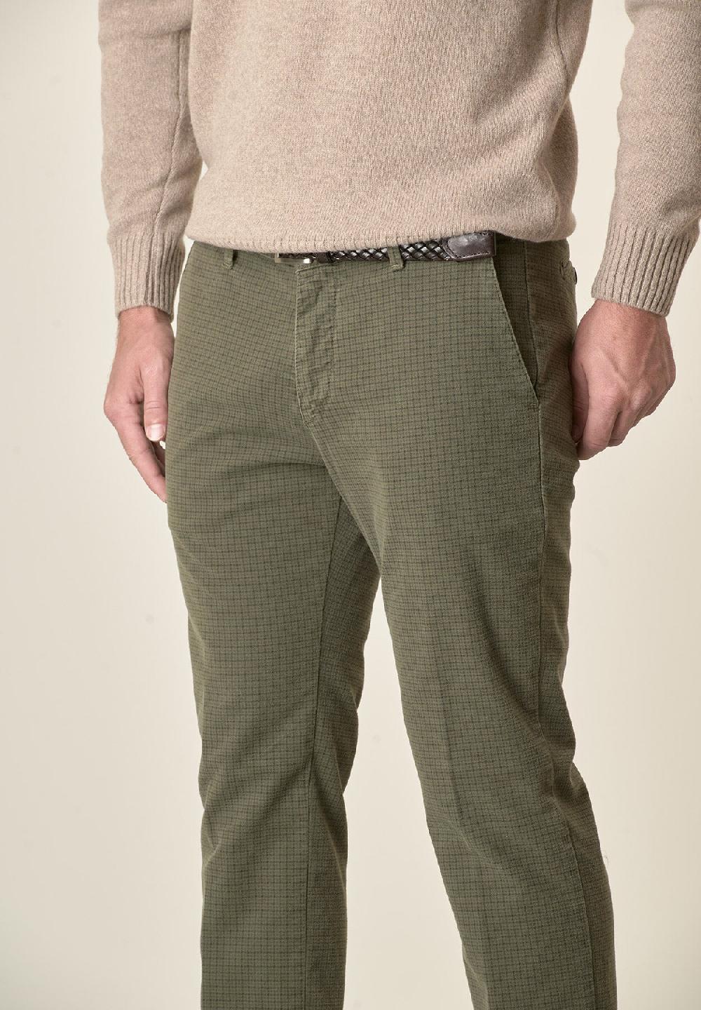 Angelico Pantalone verde fustagno Pied de Poule slim fit Prezzo basso