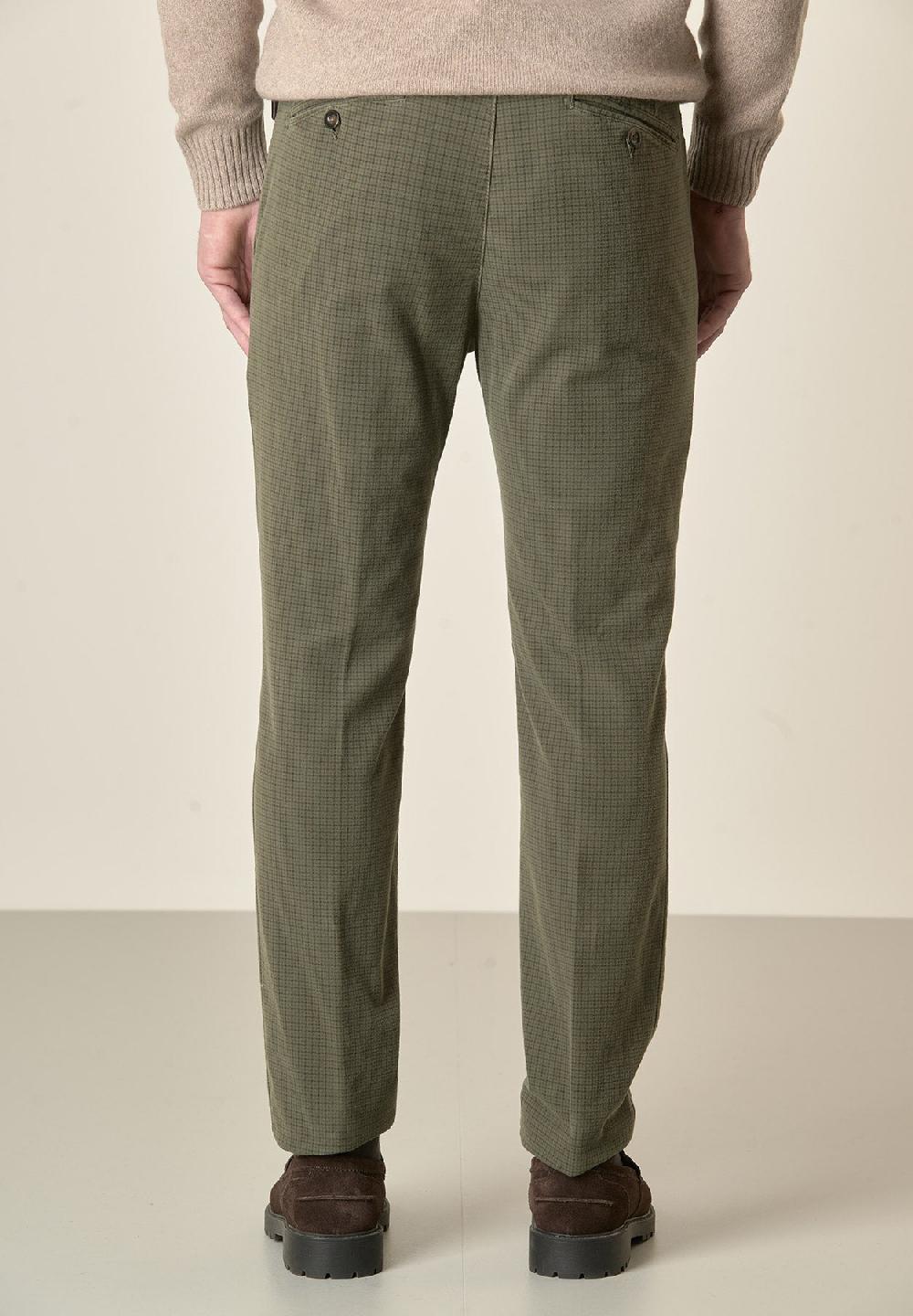 Angelico Pantalone verde fustagno Pied de Poule slim fit Prezzo basso