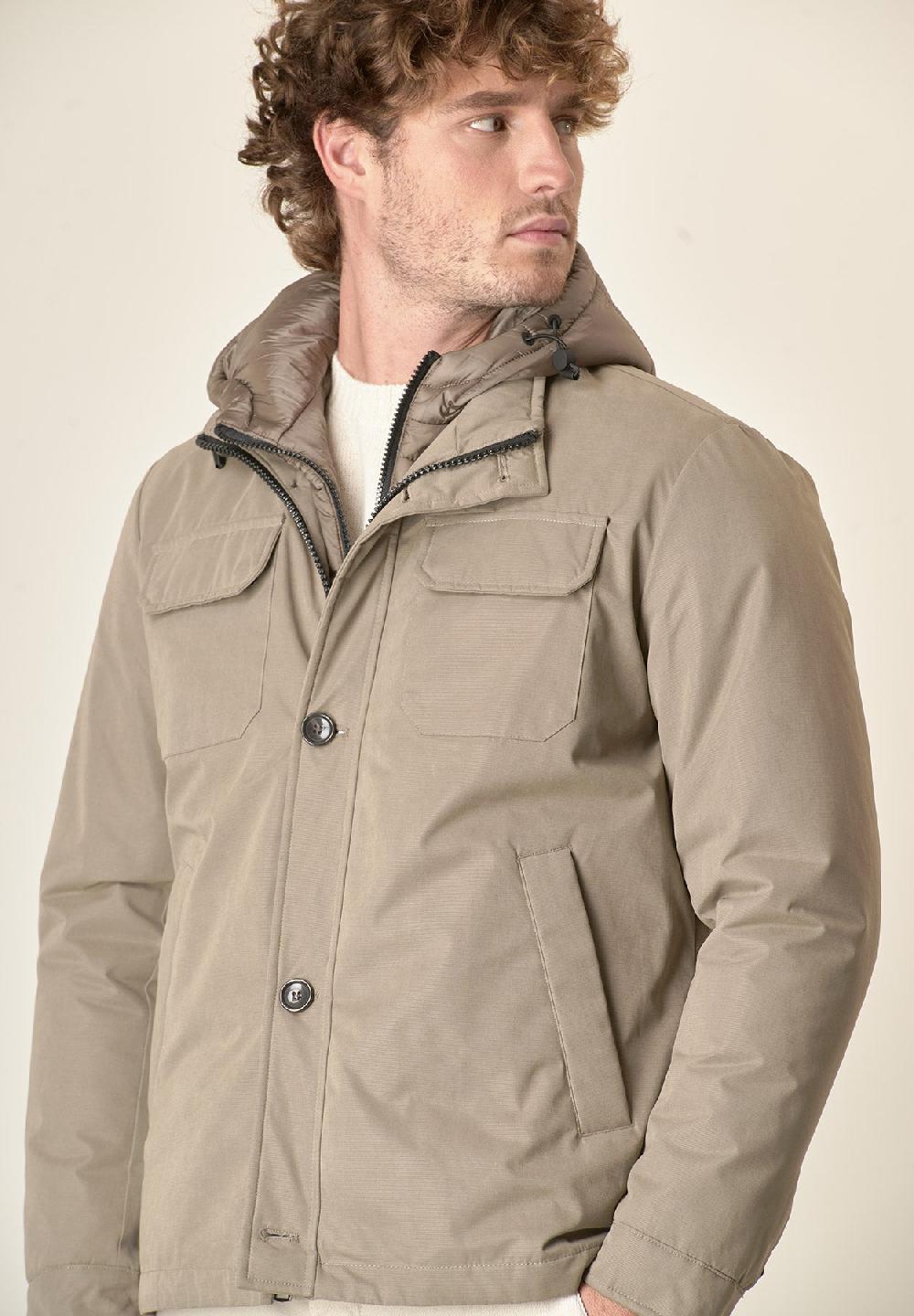 Angelico Giubbotto beige 4 tasche cappuccio e pettorina removibili Latest stili