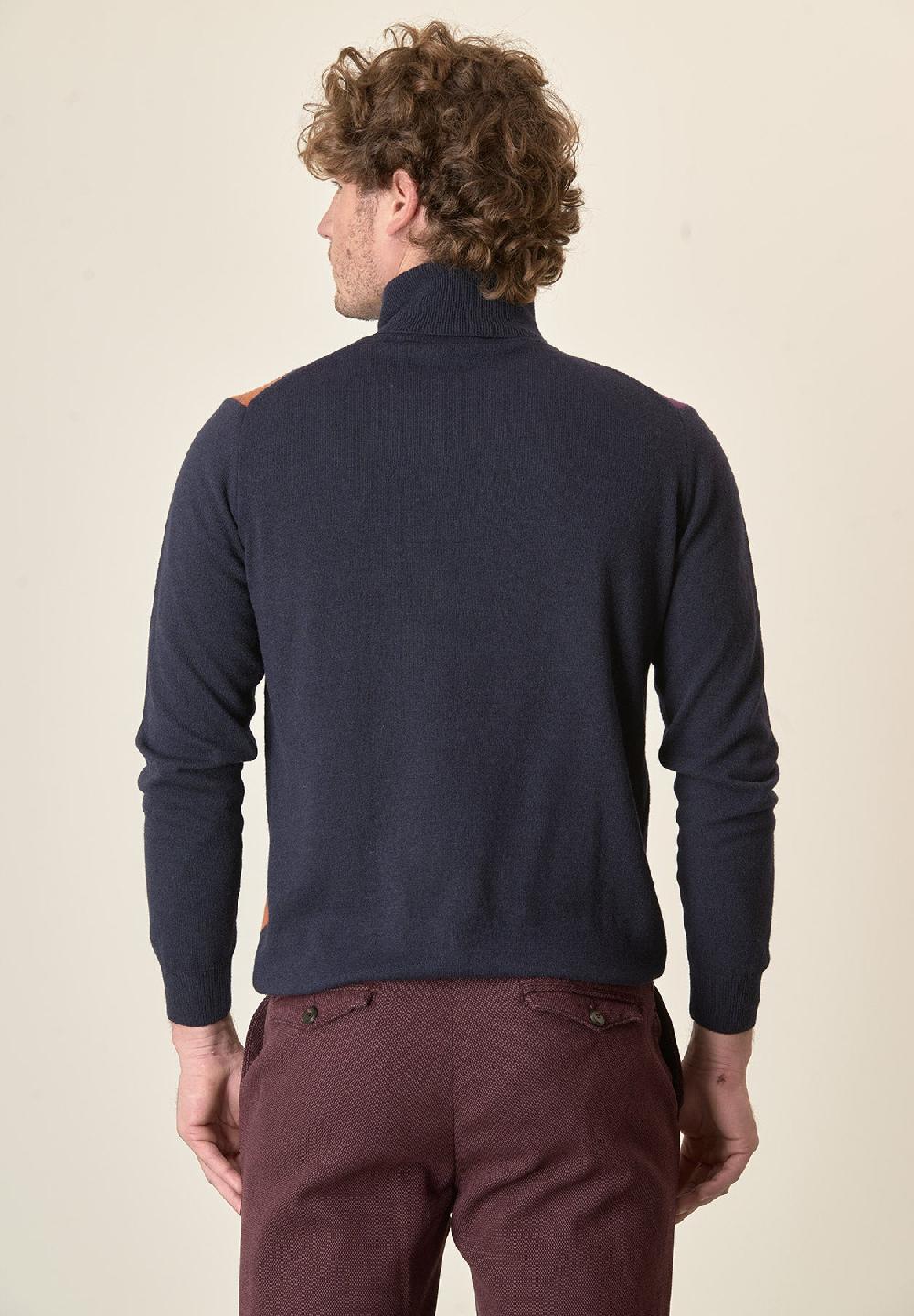 Angelico Dolcevita blu motivo rombi misto cashmere Ultimi due giorni