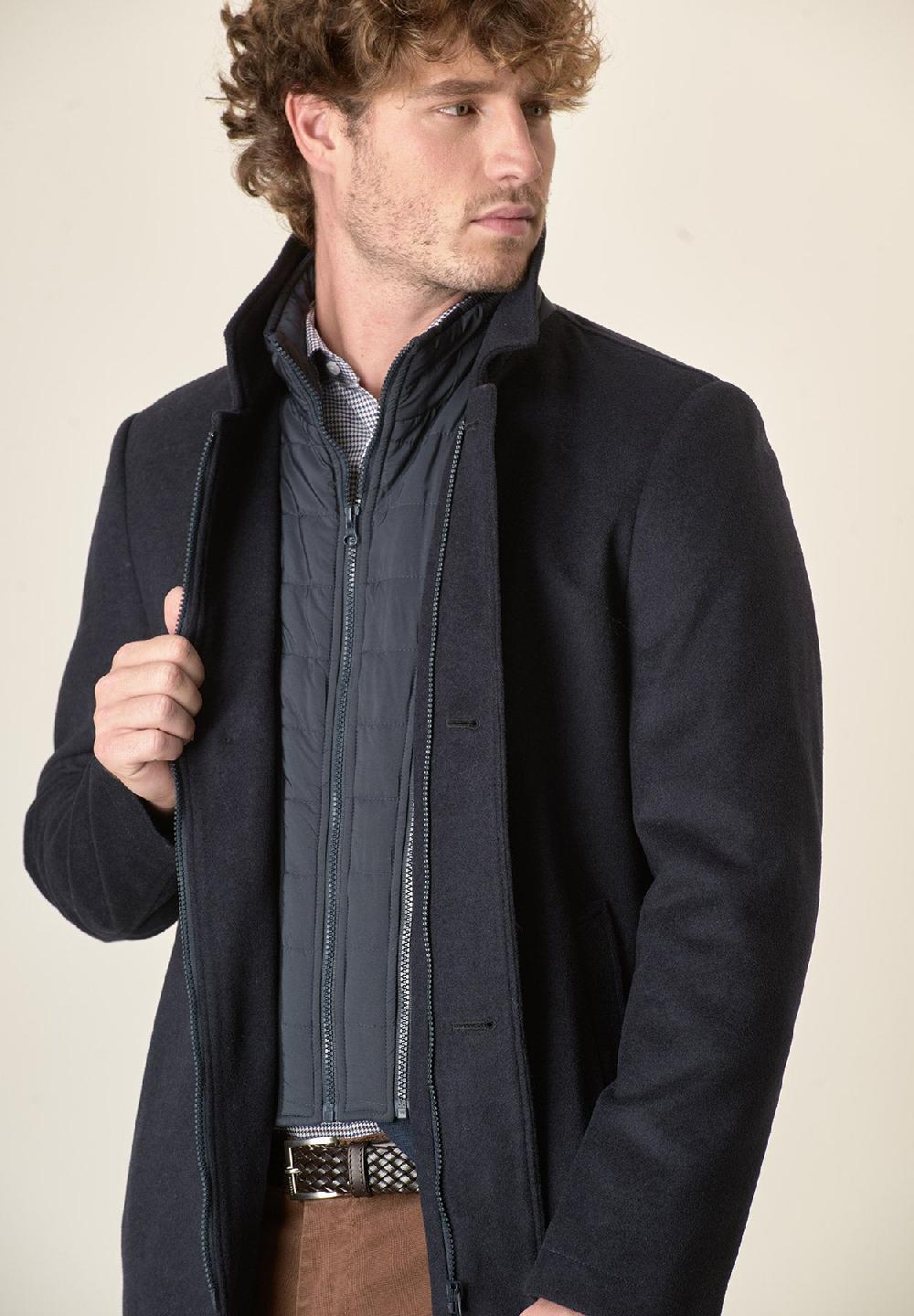 Angelico Cappotto blu collo coreano pettorina staccabile Fino al 50% di sconto