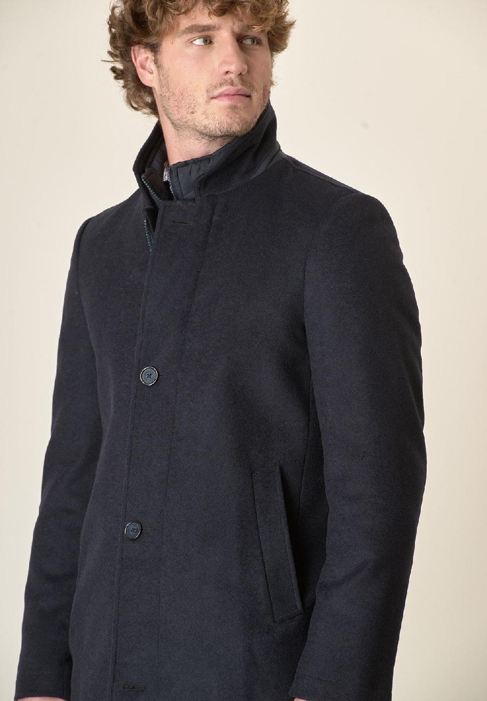 Angelico Cappotto blu collo coreano pettorina staccabile Fino al 50% di sconto