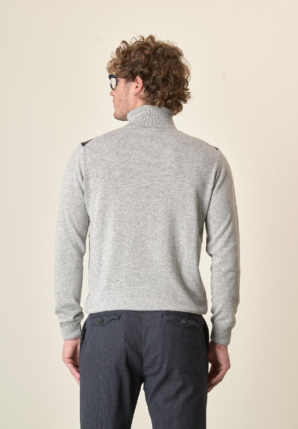 Angelico Dolcevita grigio motivo rombi misto cashmere Fino al 60% di sconto
