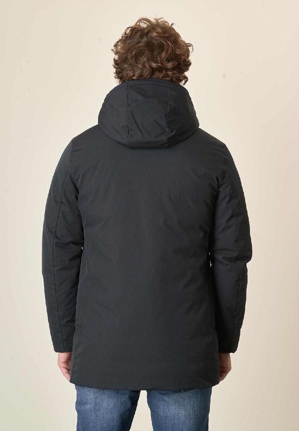 Angelico Giaccone blu tessuto tecnico cappuccio staccabile Fino al 65% di sconto