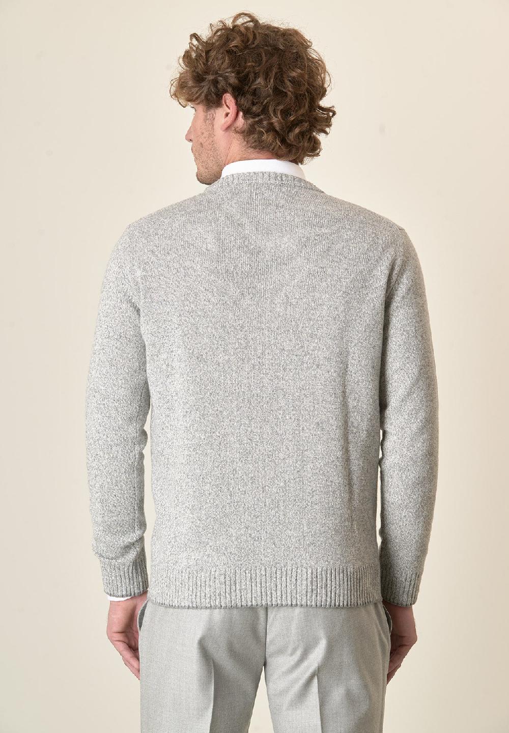 Angelico Girocollo grigio chiaro moulinè misto lana Super sconto
