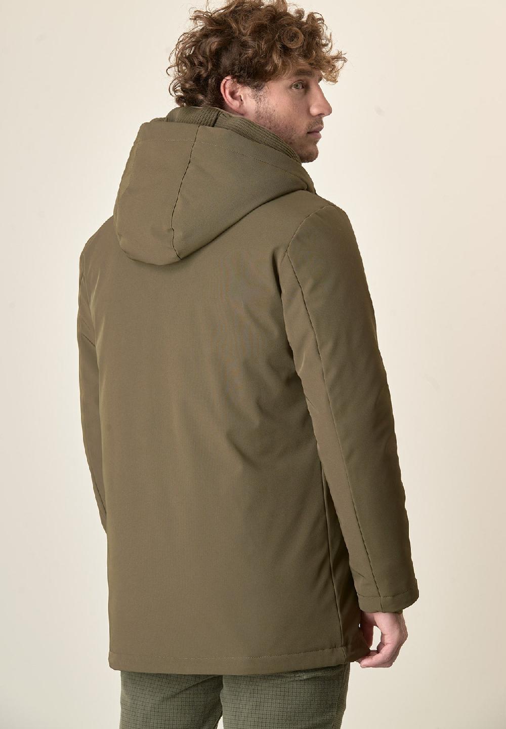 Angelico Giaccone verde militare cappuccio e pettorina staccabili 50% di sconto con spedizione gratuita