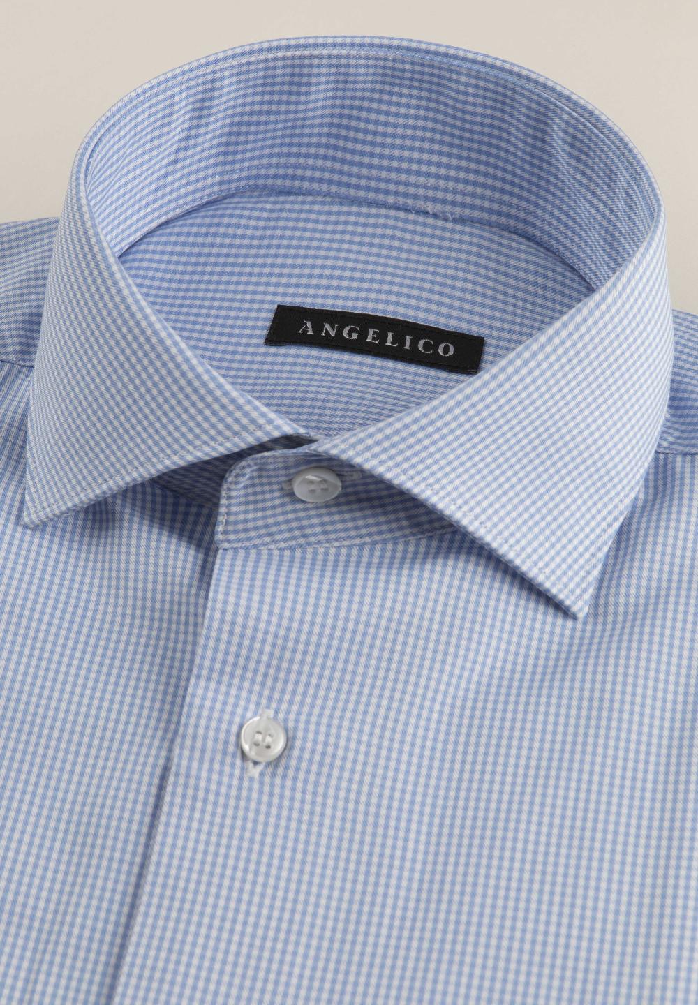 Angelico Camicia azzurra bianca vichy cotone comfort fit Limitato a 3 giorni