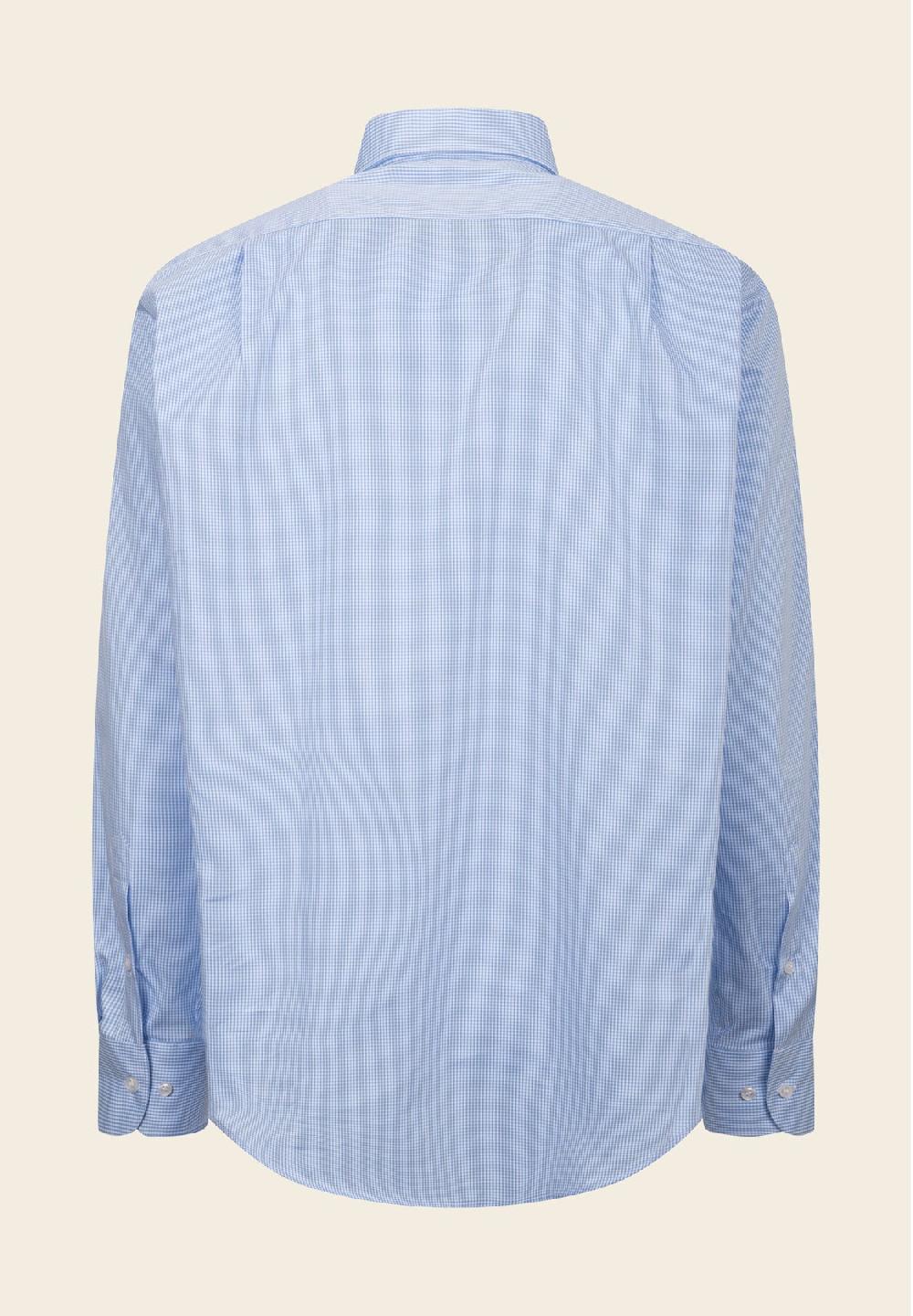 Angelico Camicia azzurra bianca vichy cotone comfort fit Limitato a 3 giorni