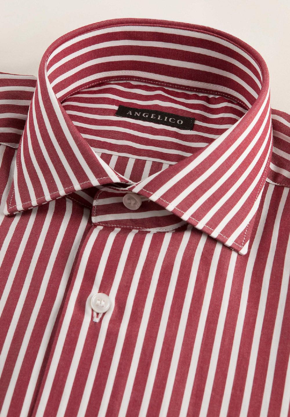 Angelico Camicia rosso bacchettina cotone slim fit Esporta salva