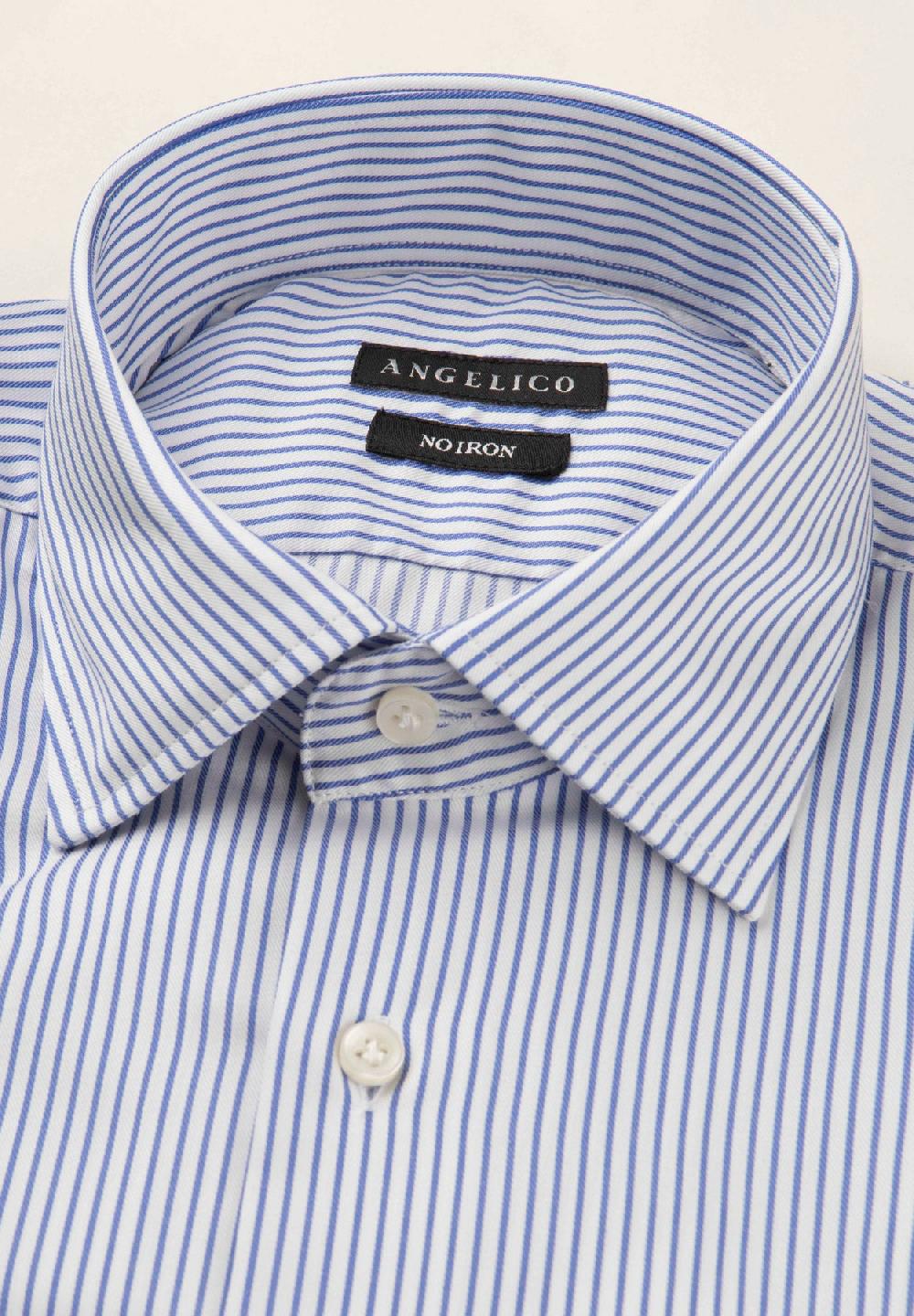Angelico Camicia bianca blu rigata cotone no-stiro custom fit Black Friday Prezzi