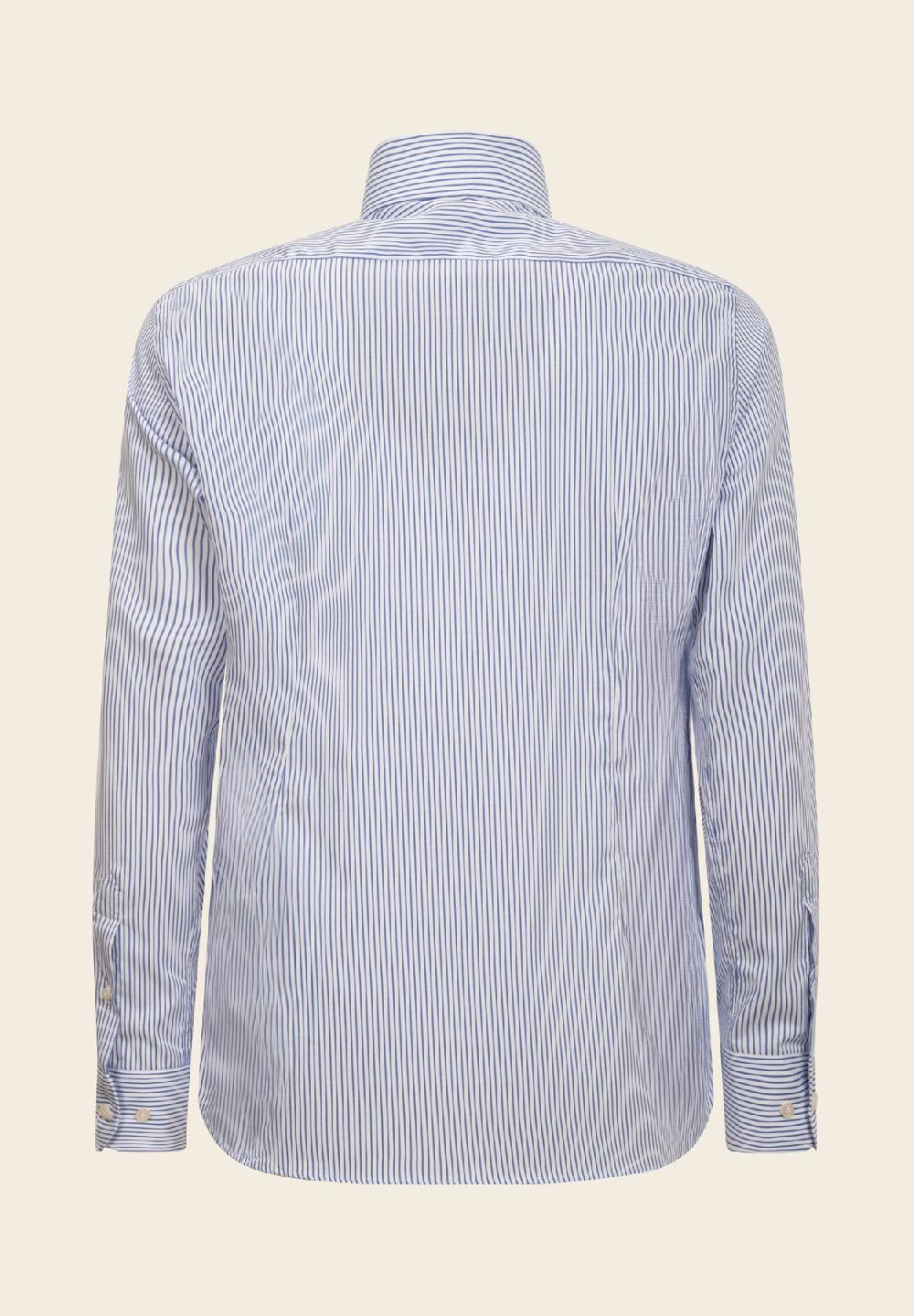 Angelico Camicia bianca blu rigata cotone no-stiro custom fit Black Friday Prezzi