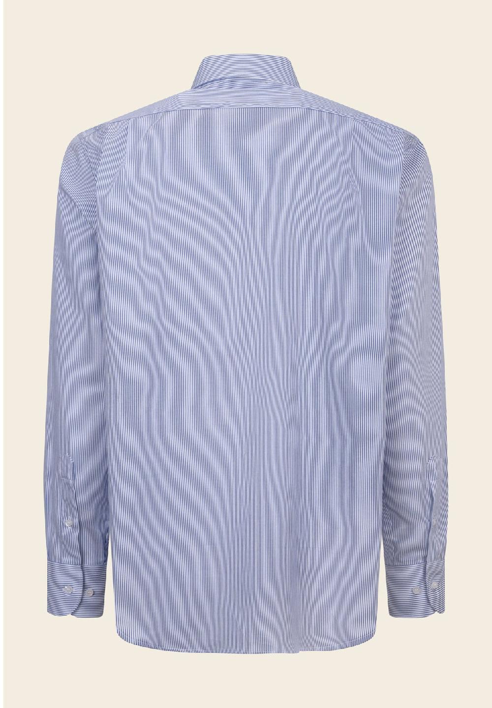 Angelico Camicia blu bianca bacchettina cotone comfort fit Duty-free