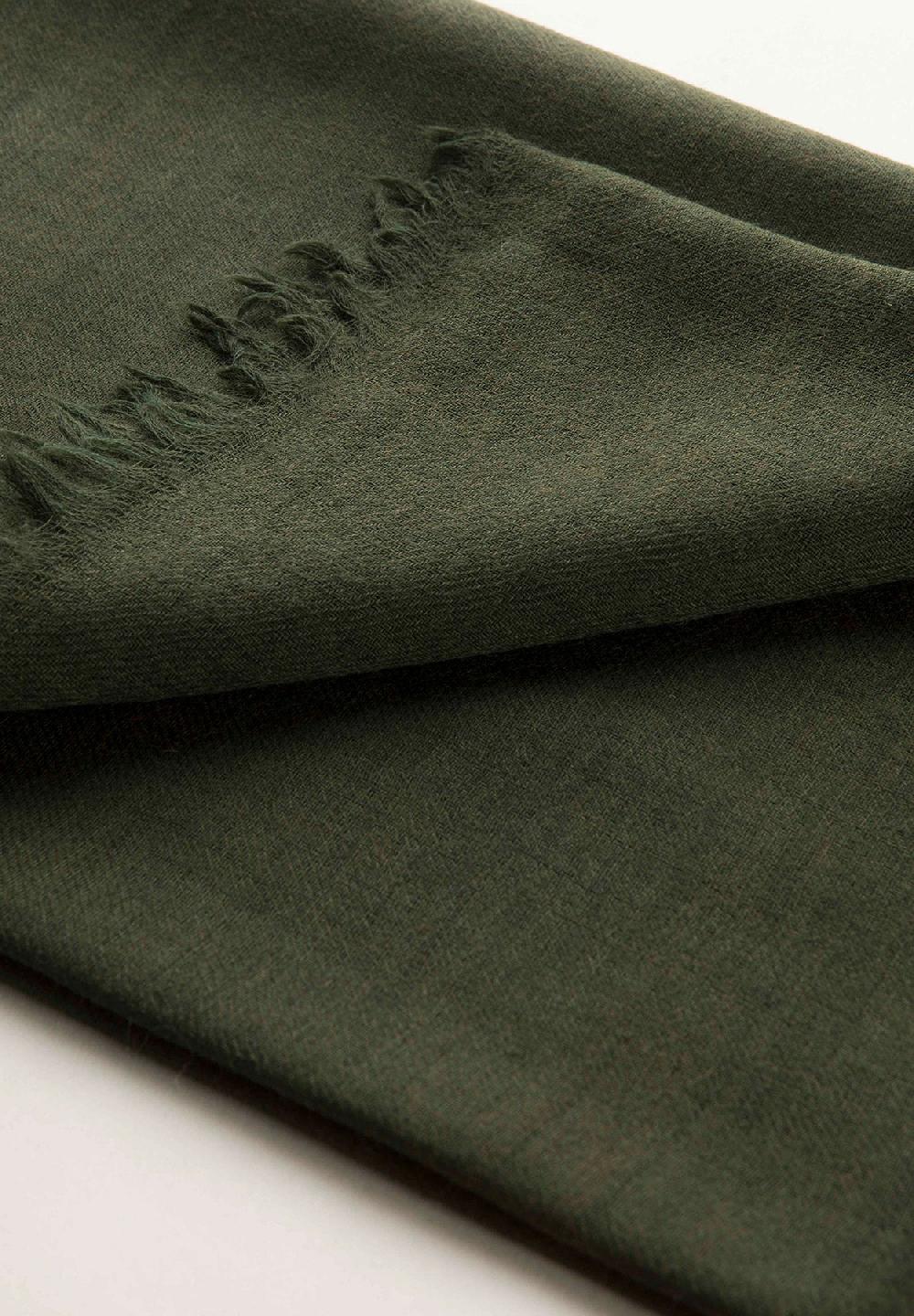 Angelico Sciarpa verde militare lana merinos frange Vendita