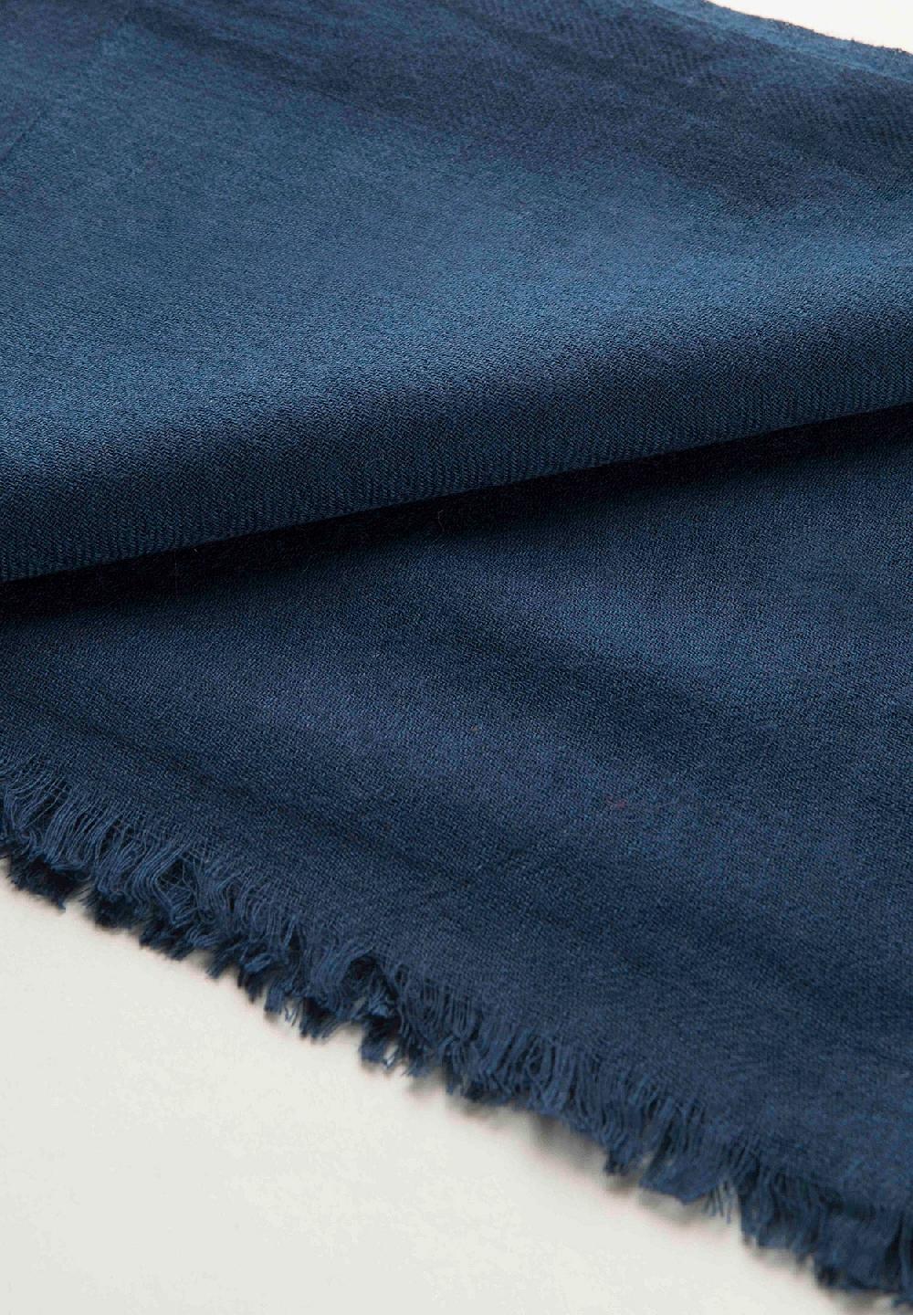 Angelico Sciarpa blu lana merinos frange Spedizione Gratuita