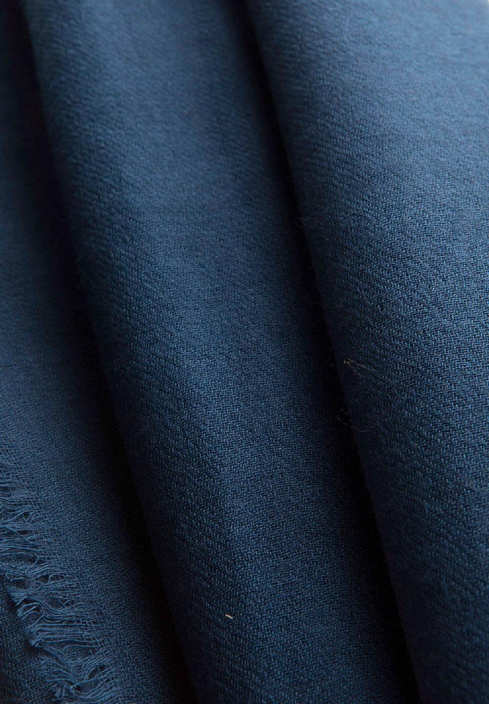 Angelico Sciarpa blu lana merinos frange Spedizione Gratuita