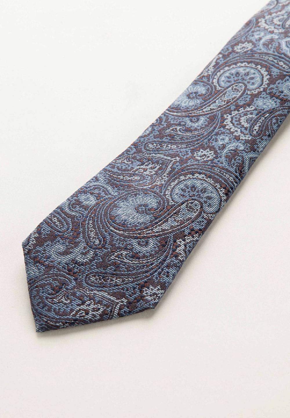 Angelico Cravatta blu greche seta Presa