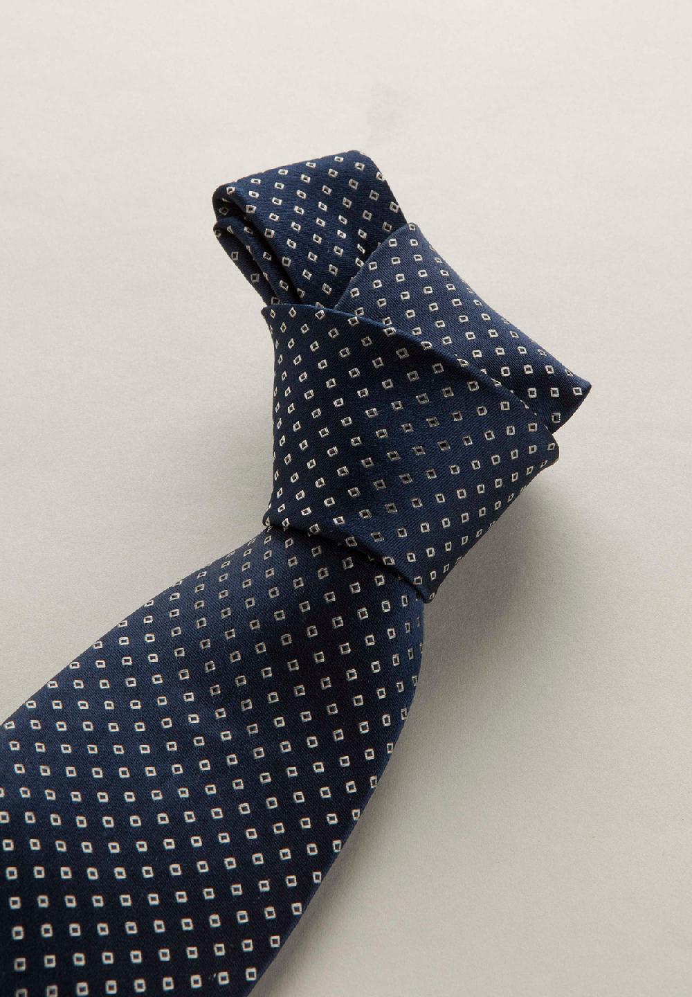 Angelico Cravatta blu navy microdisegno seta Flash Sale