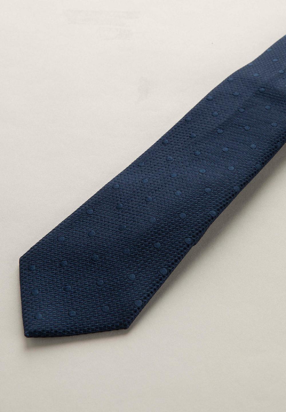 Angelico Cravatta blu pois seta armaturata Offerta San Valentino