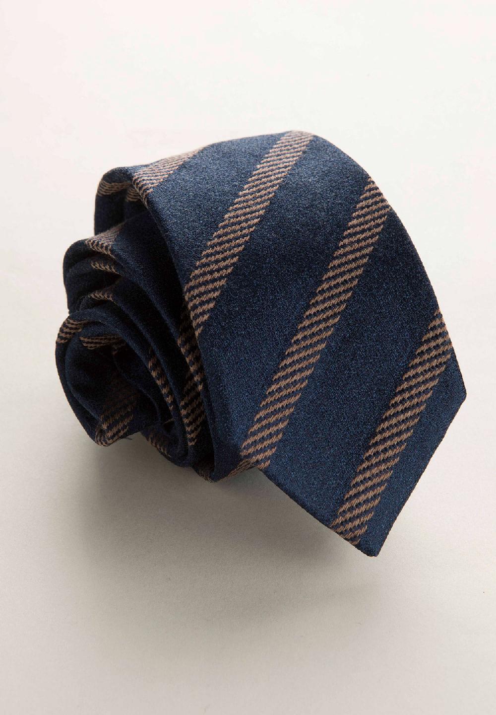 Angelico Cravatta blu moro regimental effetto lana Vendita calda