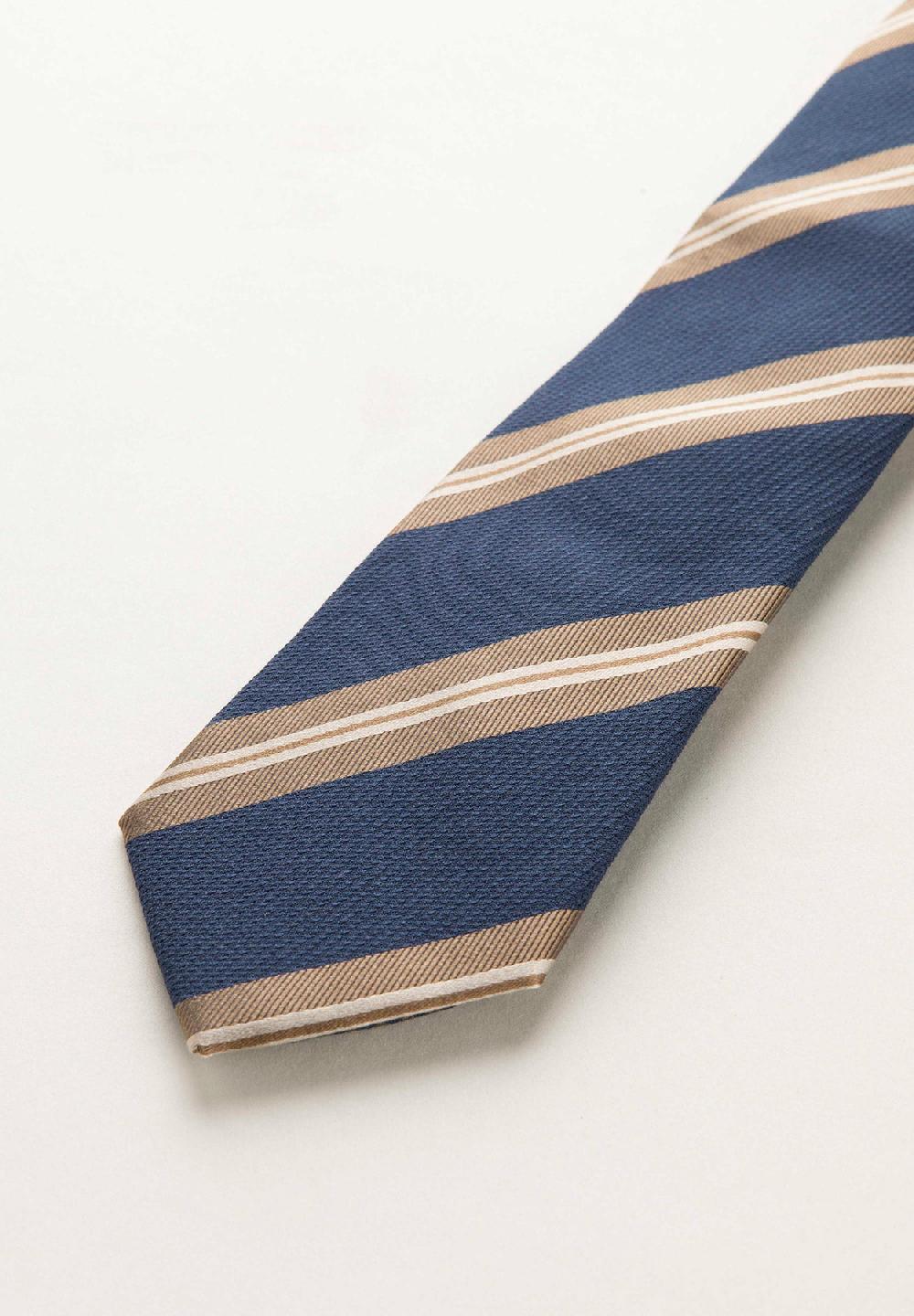 Angelico Cravatta blu nocciola regimental seta cotone Online Outlet