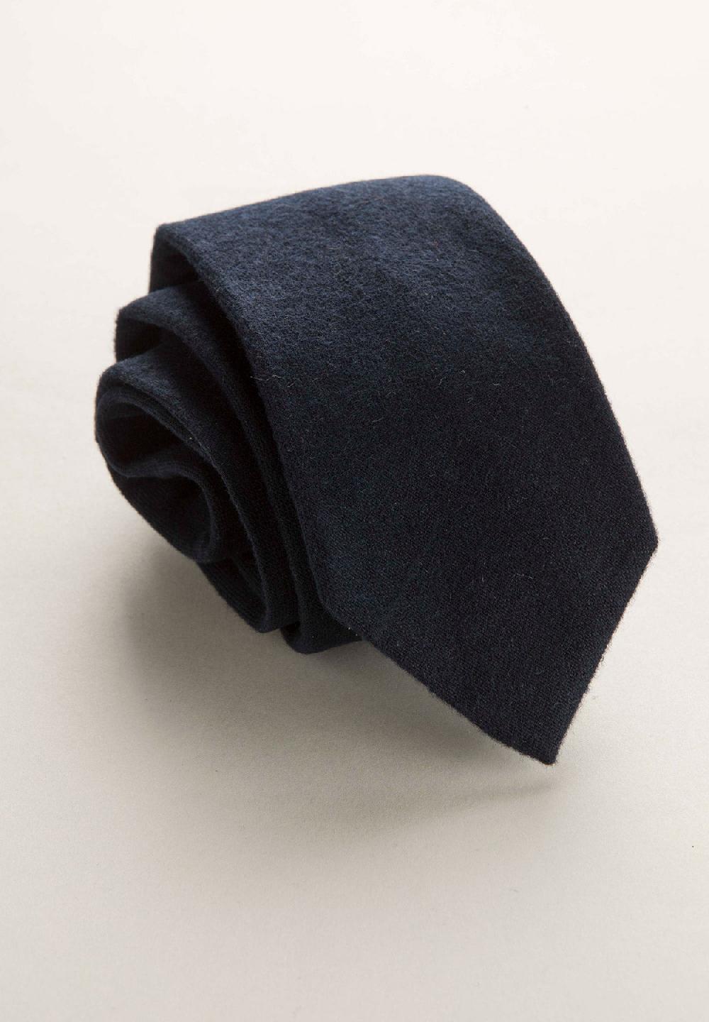 Angelico Cravatta blu navy effetto lana unita Offerte stagionali
