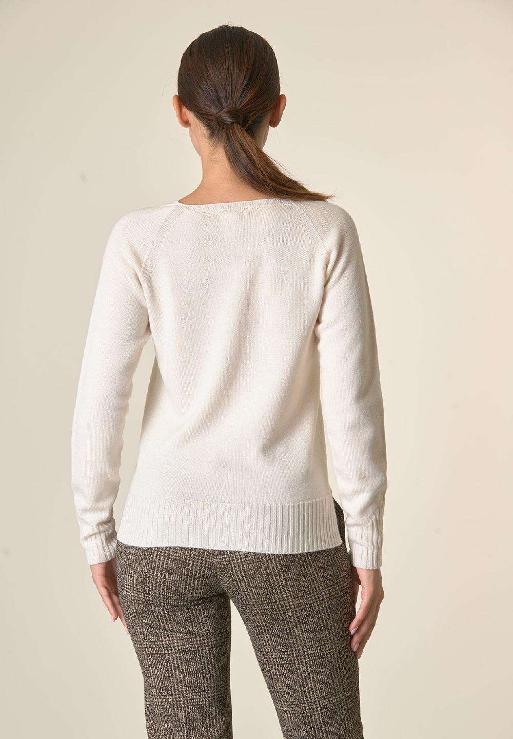 Angelico Cardigan ecrù lana merinos manica raglan Ultimi due giorni