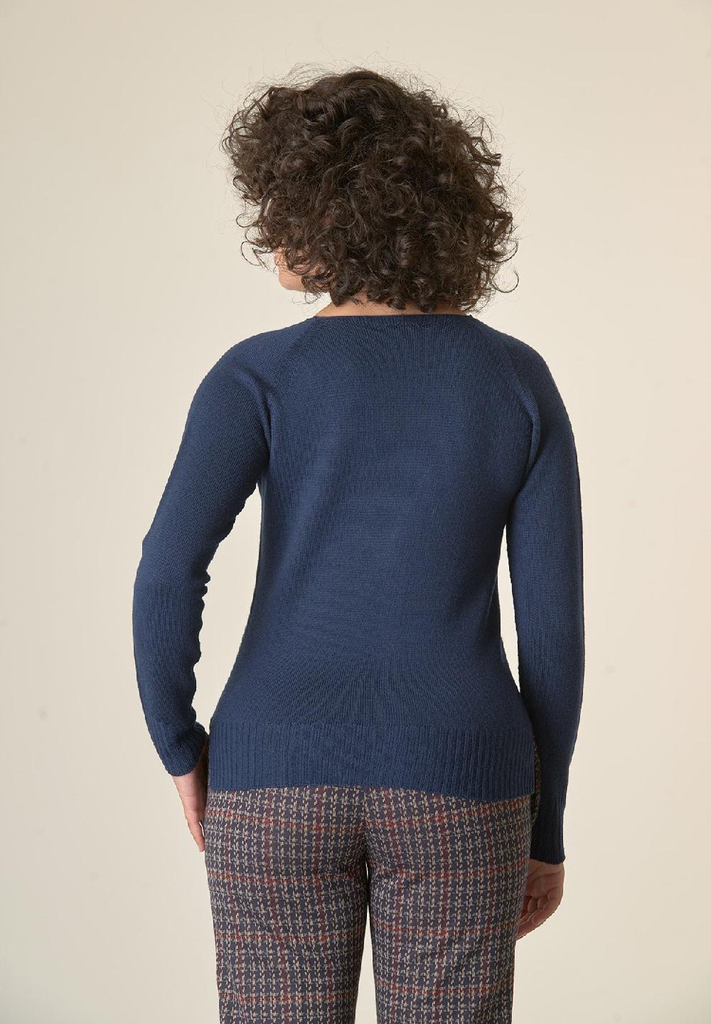 Angelico Cardigan blu lana merinos manica raglan Fino al 60% di sconto