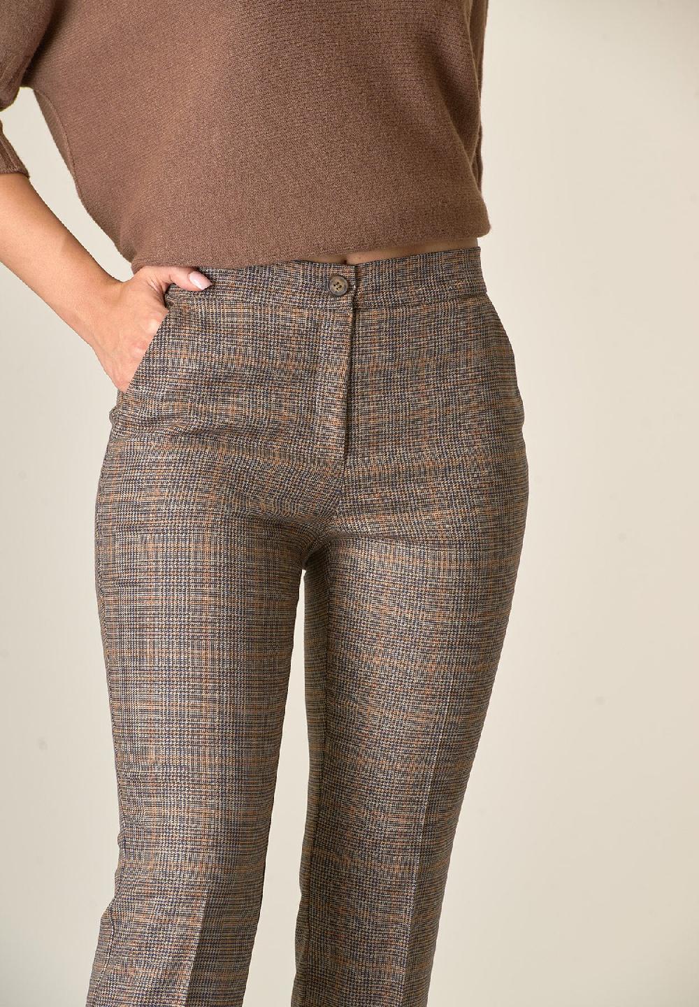 Angelico Pantalone marrone Principe di Galles con risvolto Sostegno trimestrale