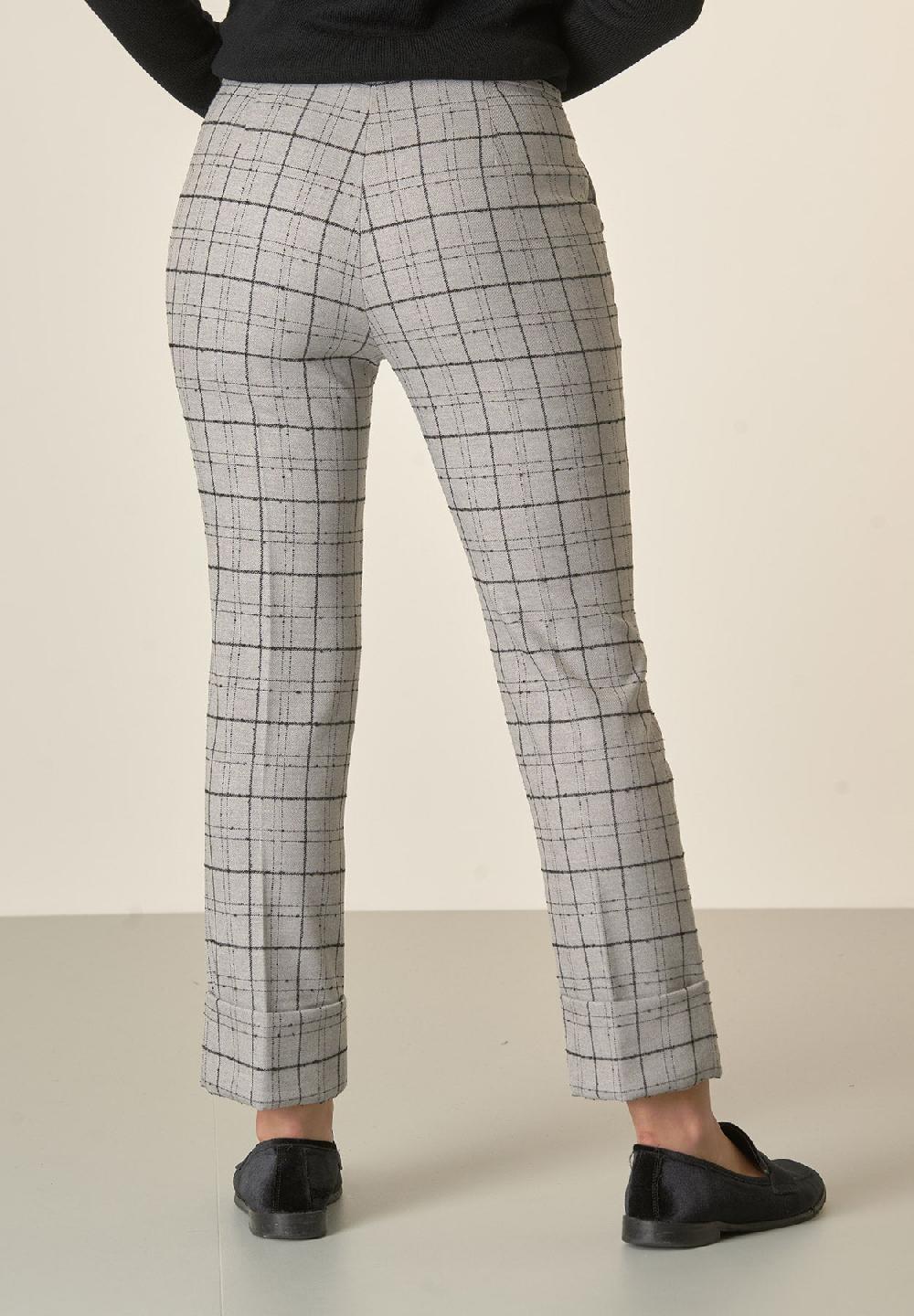 Angelico Pantalone grigio chiaro fantasia quadri risvolto Limitato a 3 giorni