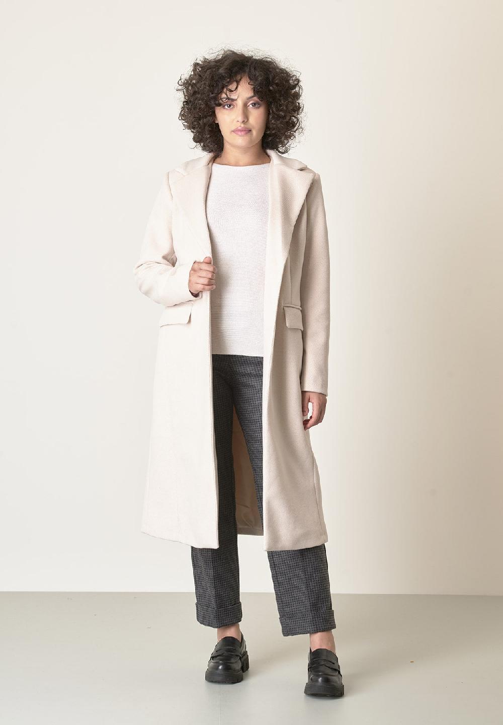 Angelico Cappotto panna avvitato tessuto diagonale Black Friday Prezzi