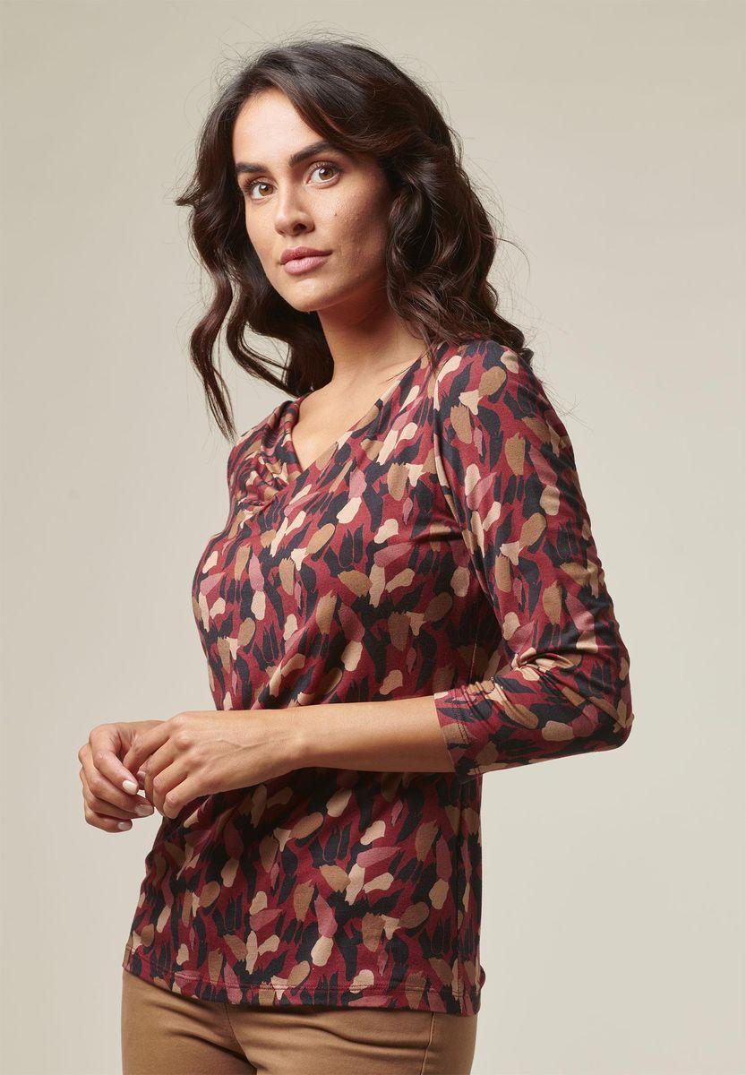 Angelico Blusa vinaccia-beige fantasia foliage In vendita