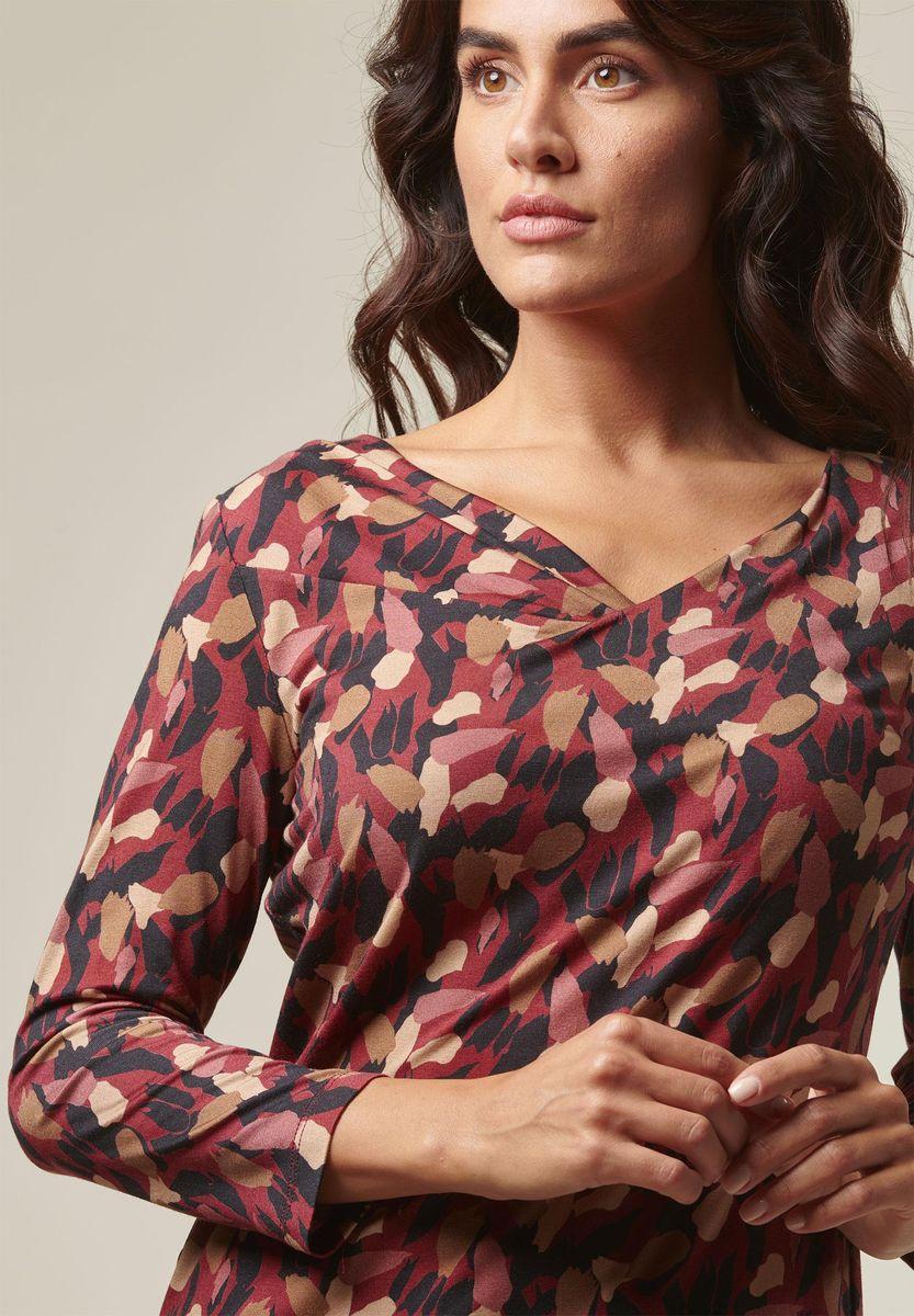 Angelico Blusa vinaccia-beige fantasia foliage In vendita