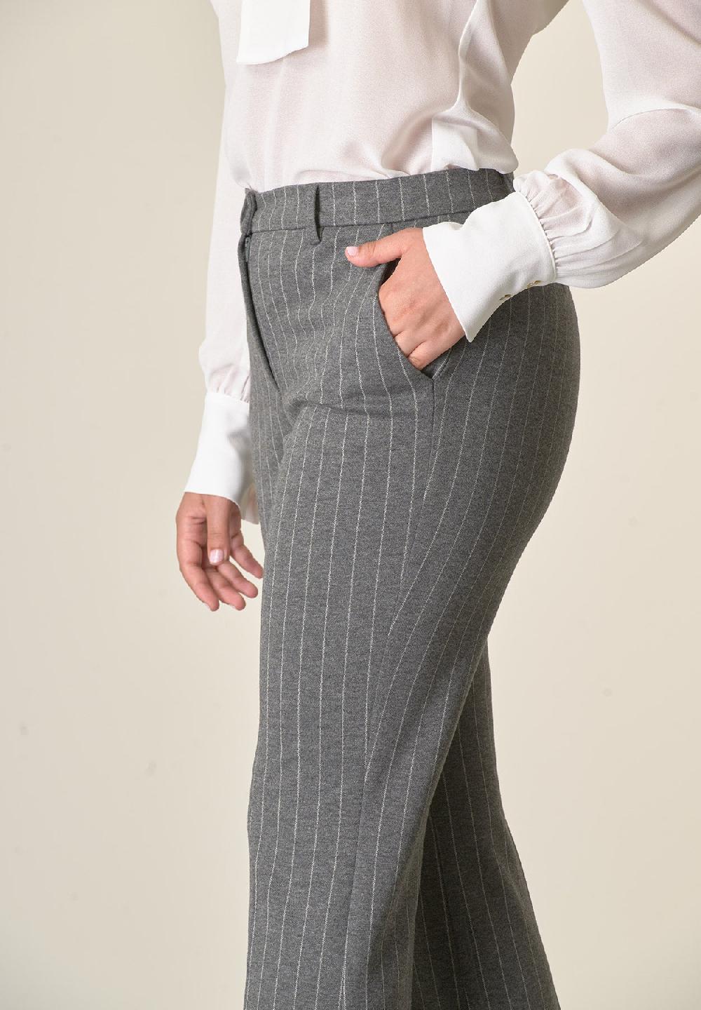 Angelico Pantalone grigio scuro gessato zampa Duty-free