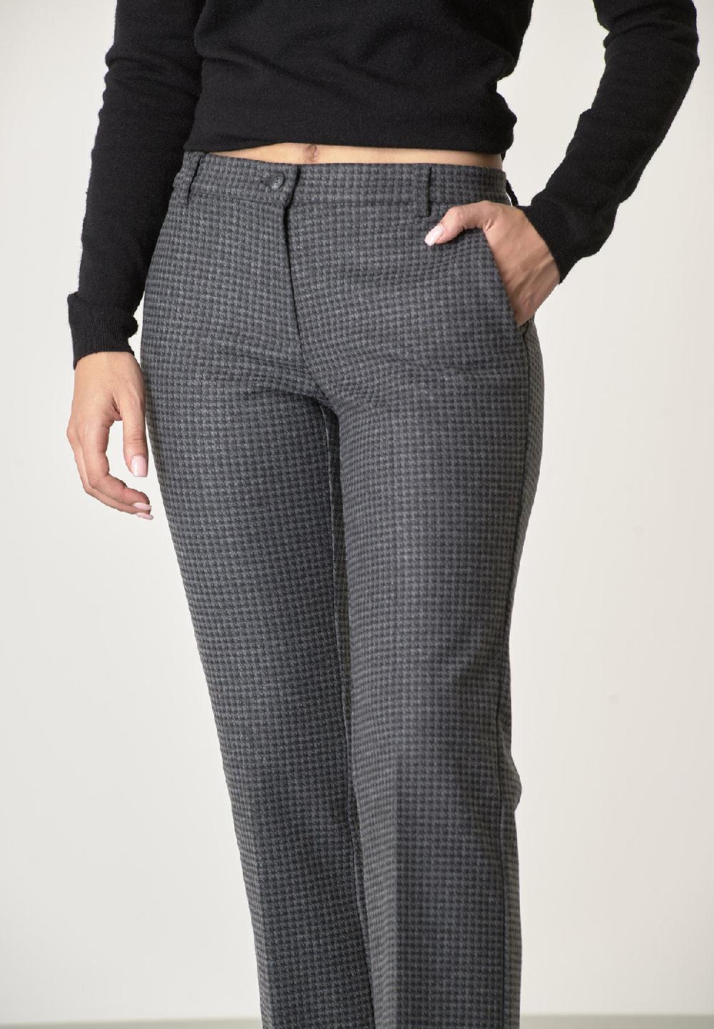 Angelico Pantalone grigio scuro fantasia rombi con risvolto 2025