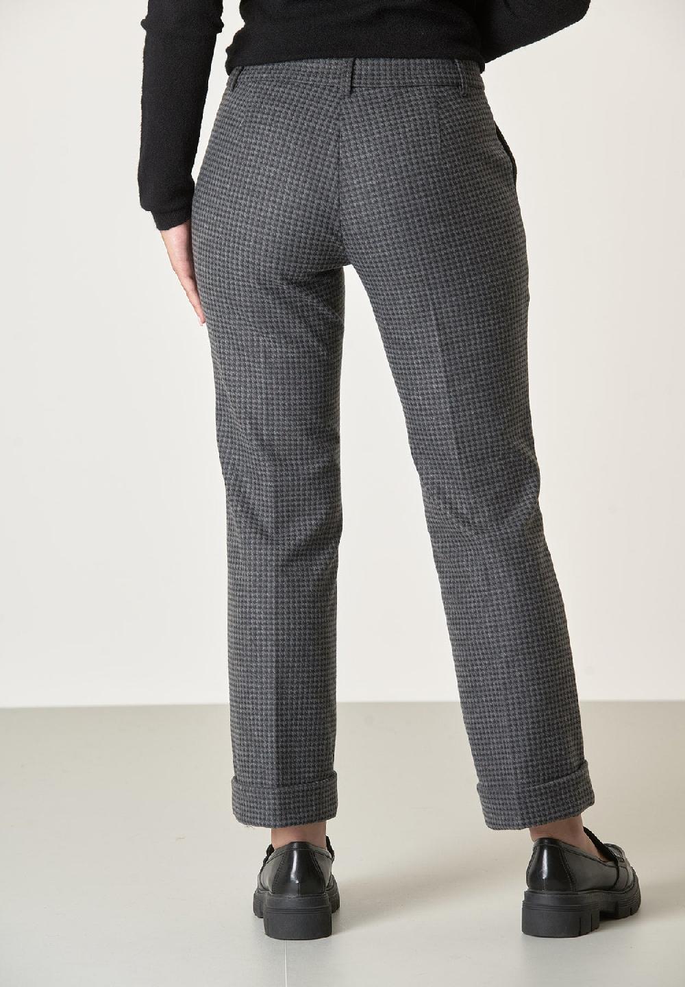 Angelico Pantalone grigio scuro fantasia rombi con risvolto 2025