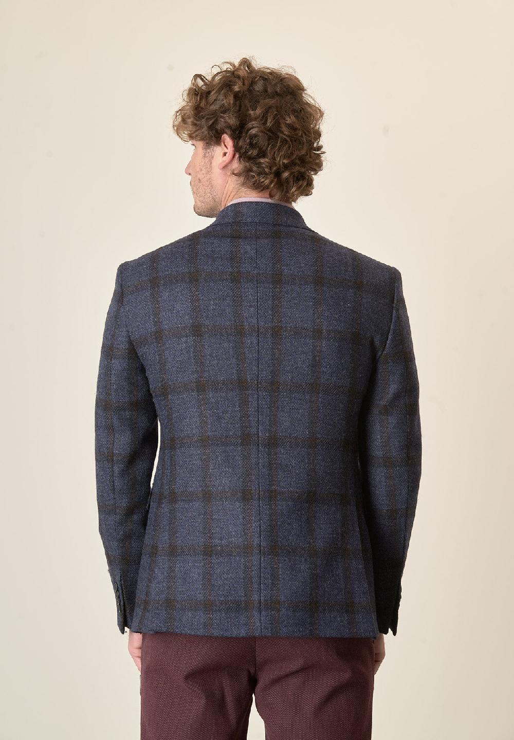 Angelico Giacca blu Galles lana vergine custom fit In Linea