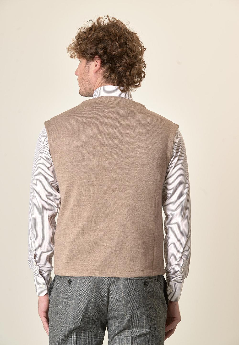 Angelico Gilet beige doppiopetto misto lana Vendita