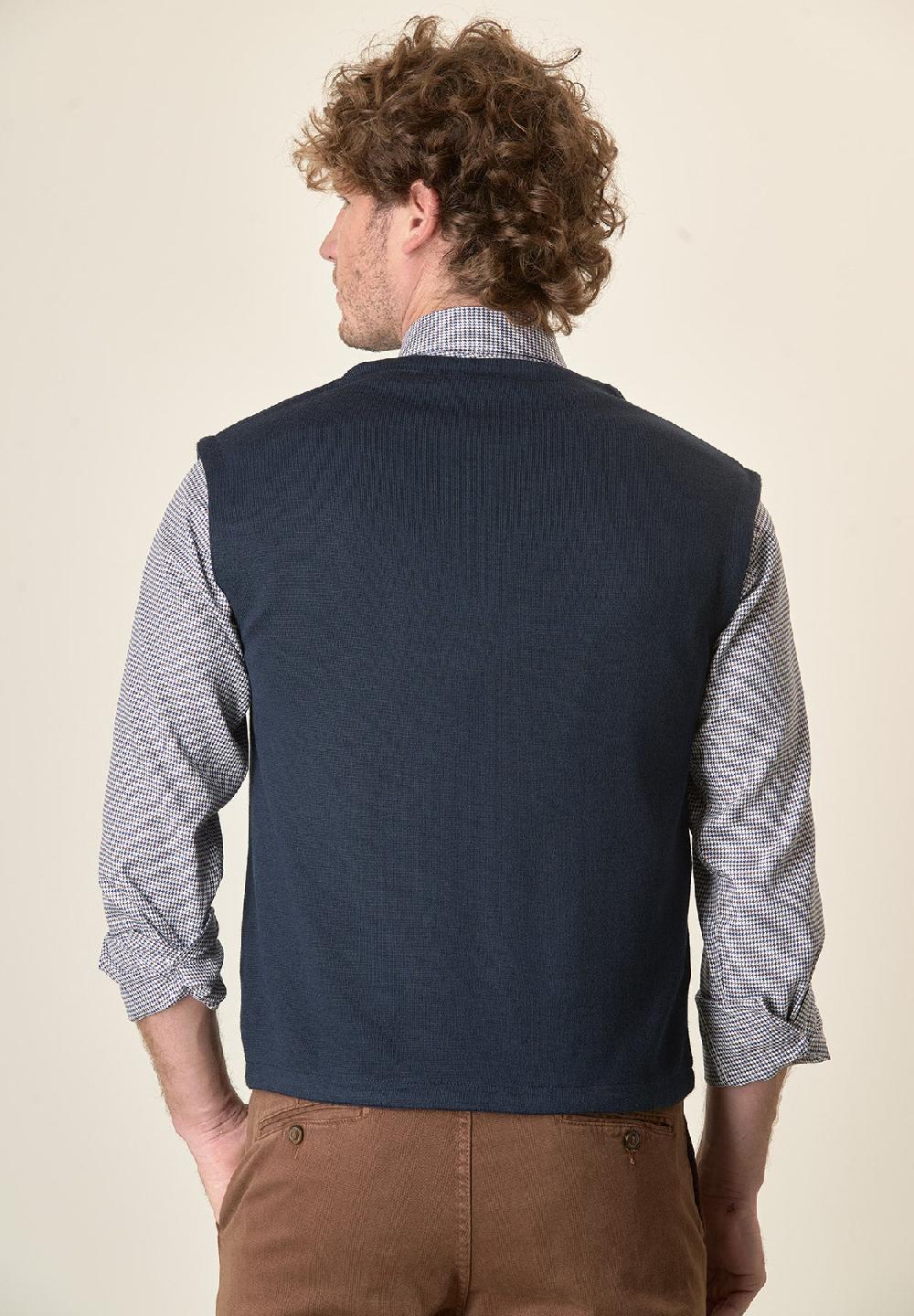 Angelico Gilet blu doppiopetto misto lana Promozione