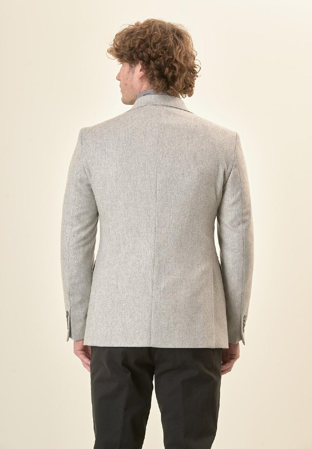 Angelico Giacca grigio chiaro pettorina misto lana custom fit Spedizione Gratuita