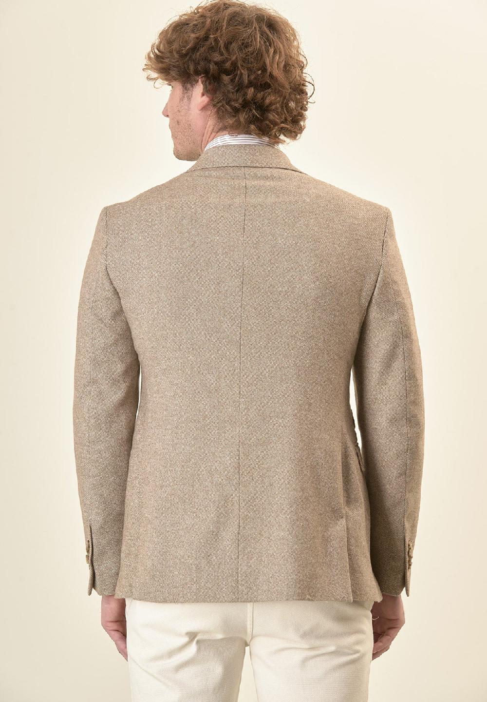 Angelico Giacca beige knickerbocker misto lana custom fit Soddisfazione Garantita
