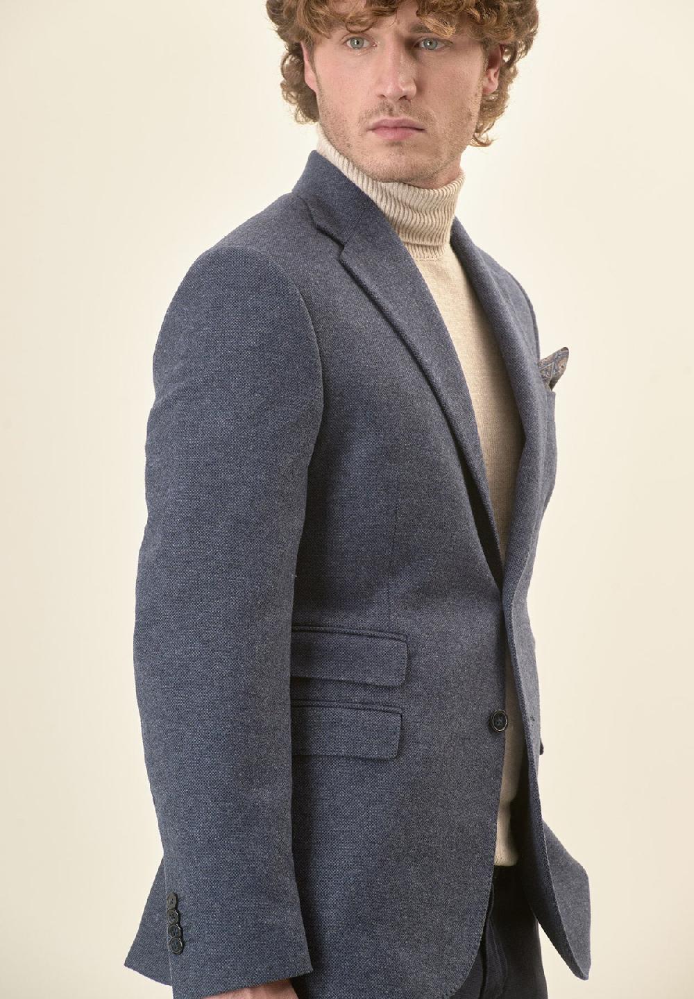 Angelico Giacca blu knickerbocker misto lana custom fit Qualità Garantita