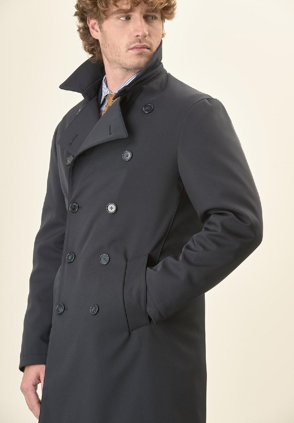 Angelico Trench blu doppiopetto con cintura Acquista Ora