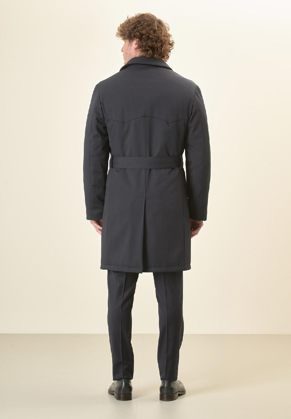 Angelico Trench blu doppiopetto con cintura Acquista Ora