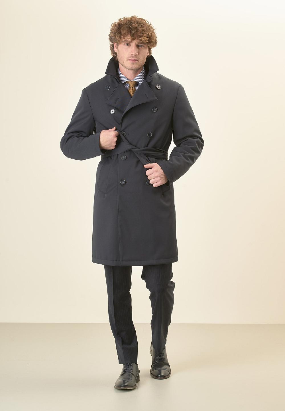 Angelico Trench blu doppiopetto con cintura Acquista Ora